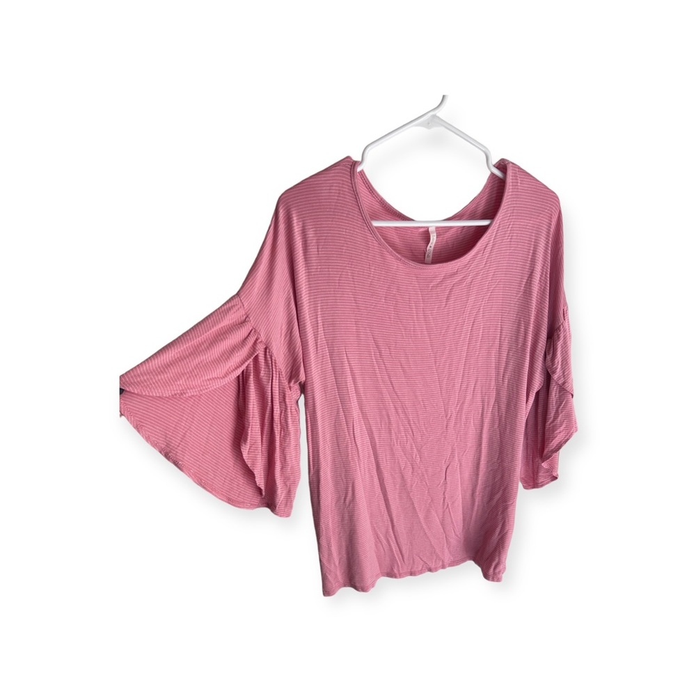 Lime n chili quarter length soft pink and white stripe tunic size large